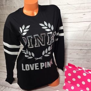 Pink bling long sleeve shirt XS NWT